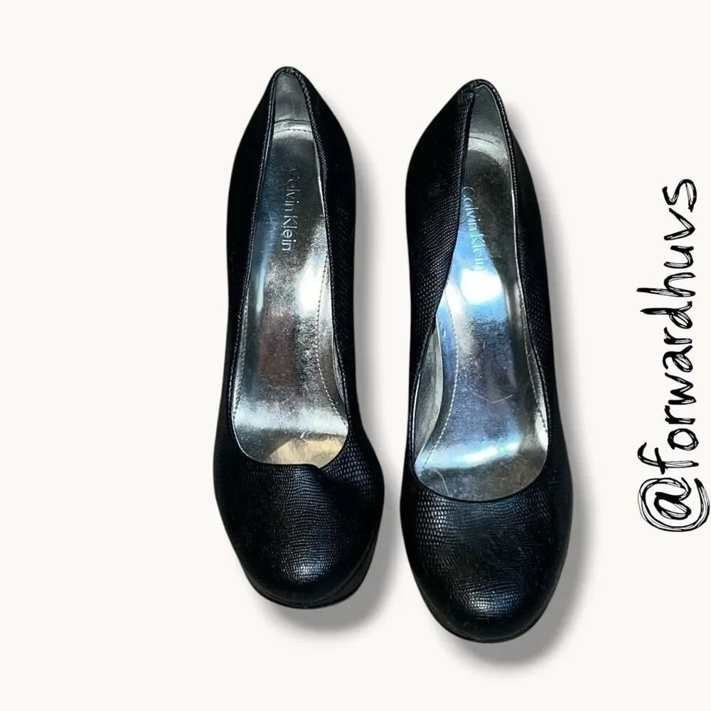 Calvin Klein Carley Textured Platform Pumps Black Size 6.5